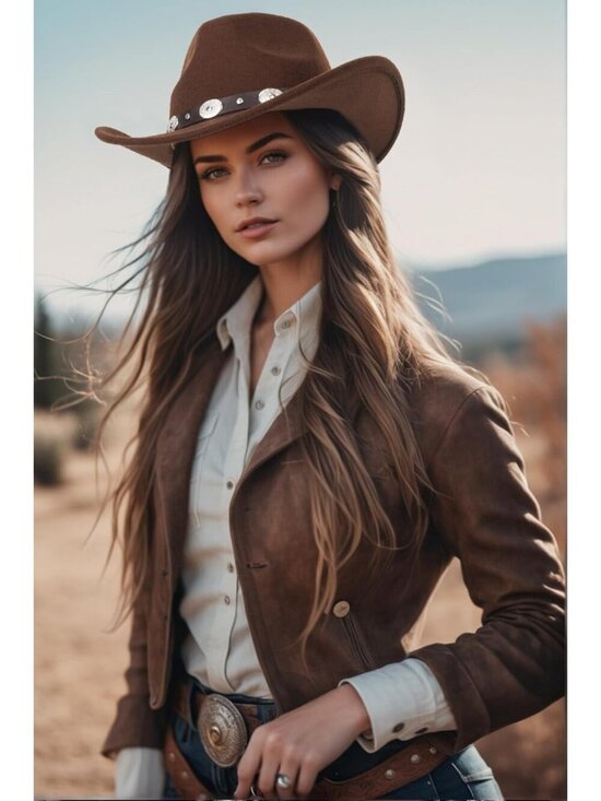 Women Brown Polyester Premium Classic Fedora Hat with Buckle Belt (Size:M-L) main image 5
